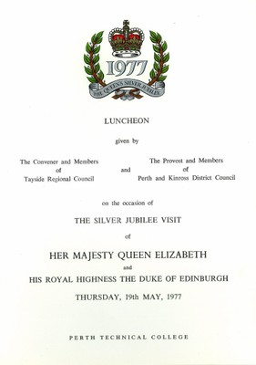 Luncheon menu, on the occasion of the silver jubilee visit of HM Queen Elizabeth II
