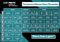 screenshot of the fitness timetable