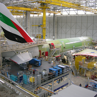 aircraft undergoing maintenance