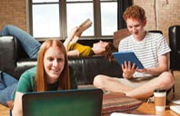 Three students studying together