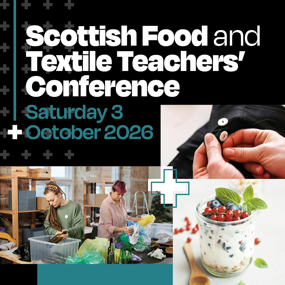 Artwork promoting event showing someone sewing buttons, overnight oats and two women sorting through recycling