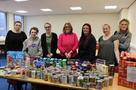 NQ Care students foodbank donation