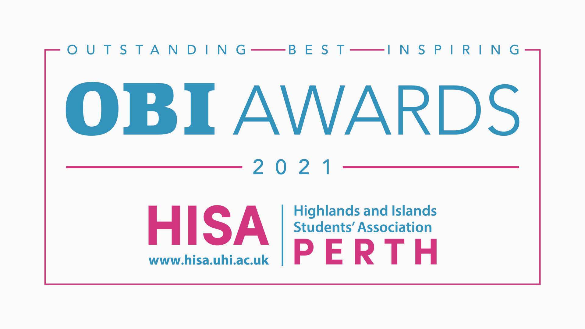 Text saying OBI award and HISA logo