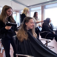 Pupils working in the Blairgowrie High School Salon
