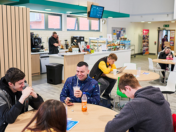 students in the cafe