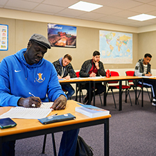 students working in a classroom