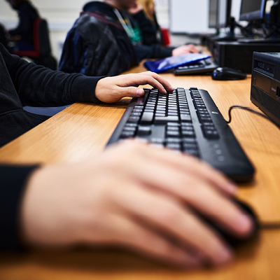 student using a computer