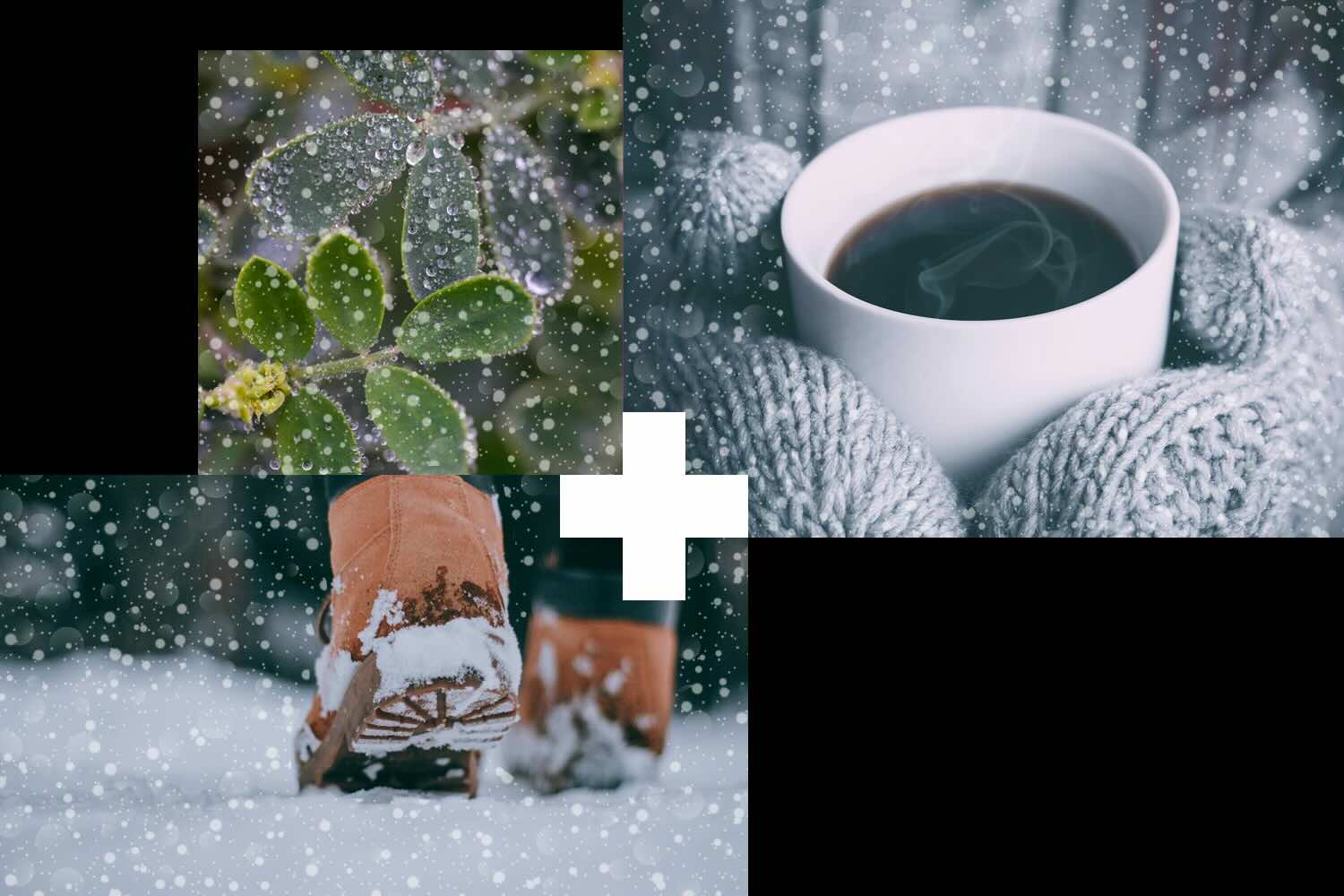 Winter drink and boots in the snow Winter drink and boots in the snow