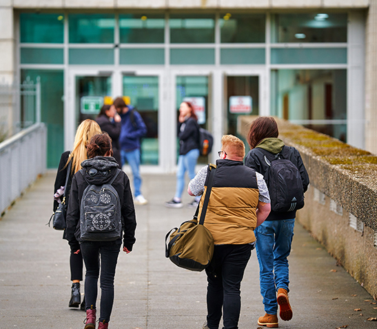 students walking in to goodlyburn on the ramp