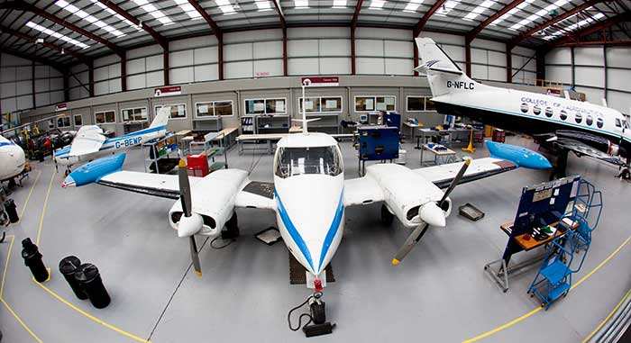 Aircraft in hangar