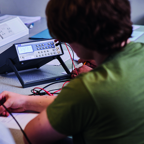 electrical engineering student in classroom