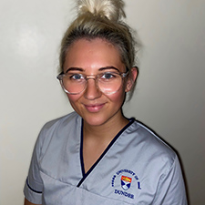 former student serena in her university of dundee hospital uniform