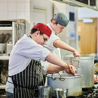 student in brahan refectory kitchen