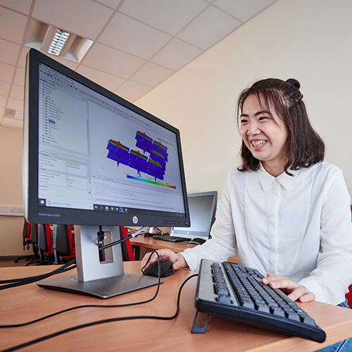 student on computer