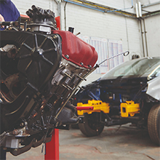 car in garage workshop