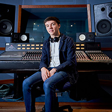 student in recording studio