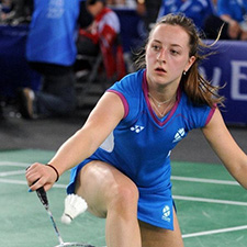 sport and fitness lecturer, rebekka, playing badminton